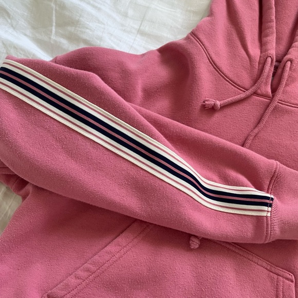TNA pink cropped hoodie with stripes on the sleeve - Picture 5 of 6